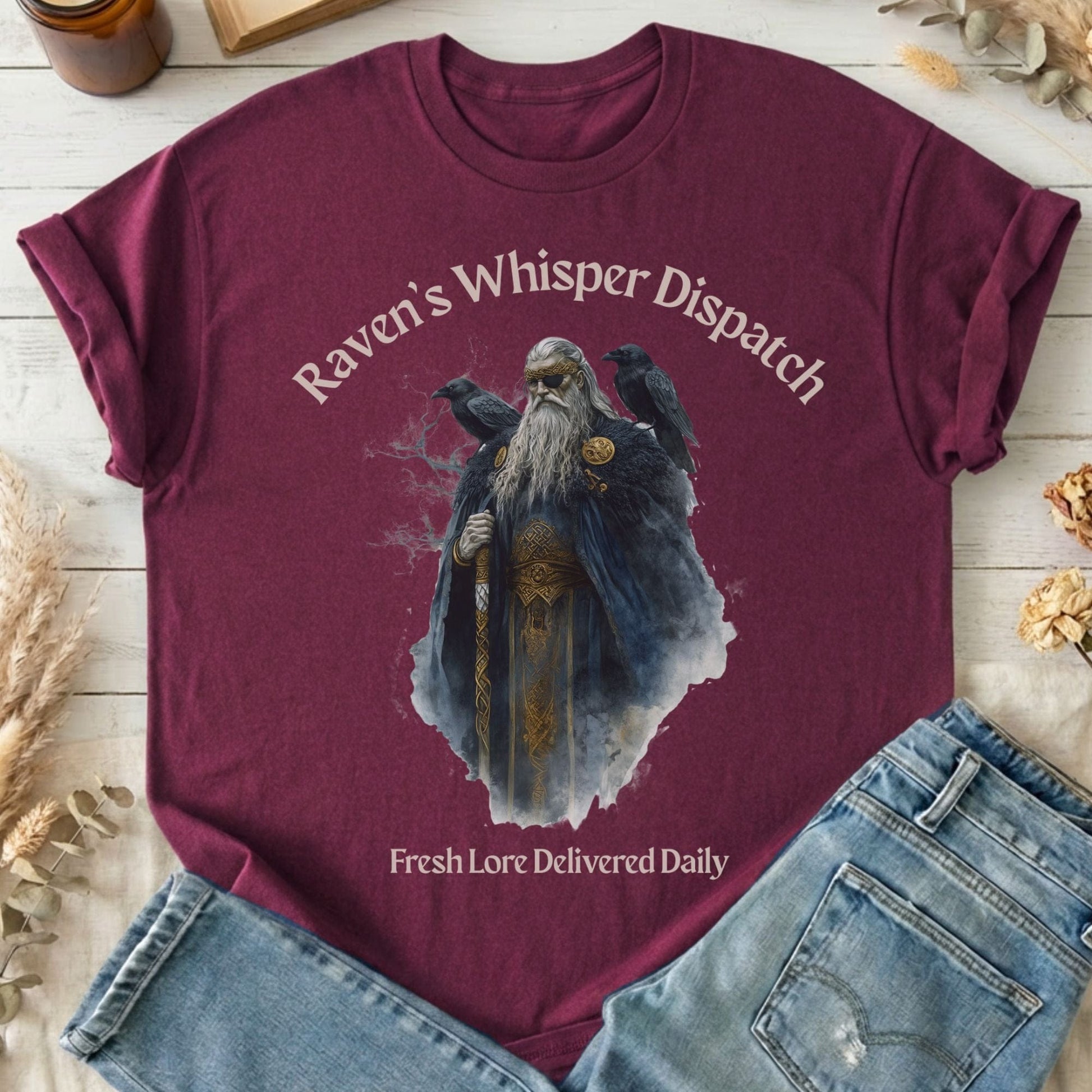 T-Shirt Maroon / S Raven's Whisper Dispatch Norse God T-Shirt The Mystic Eden