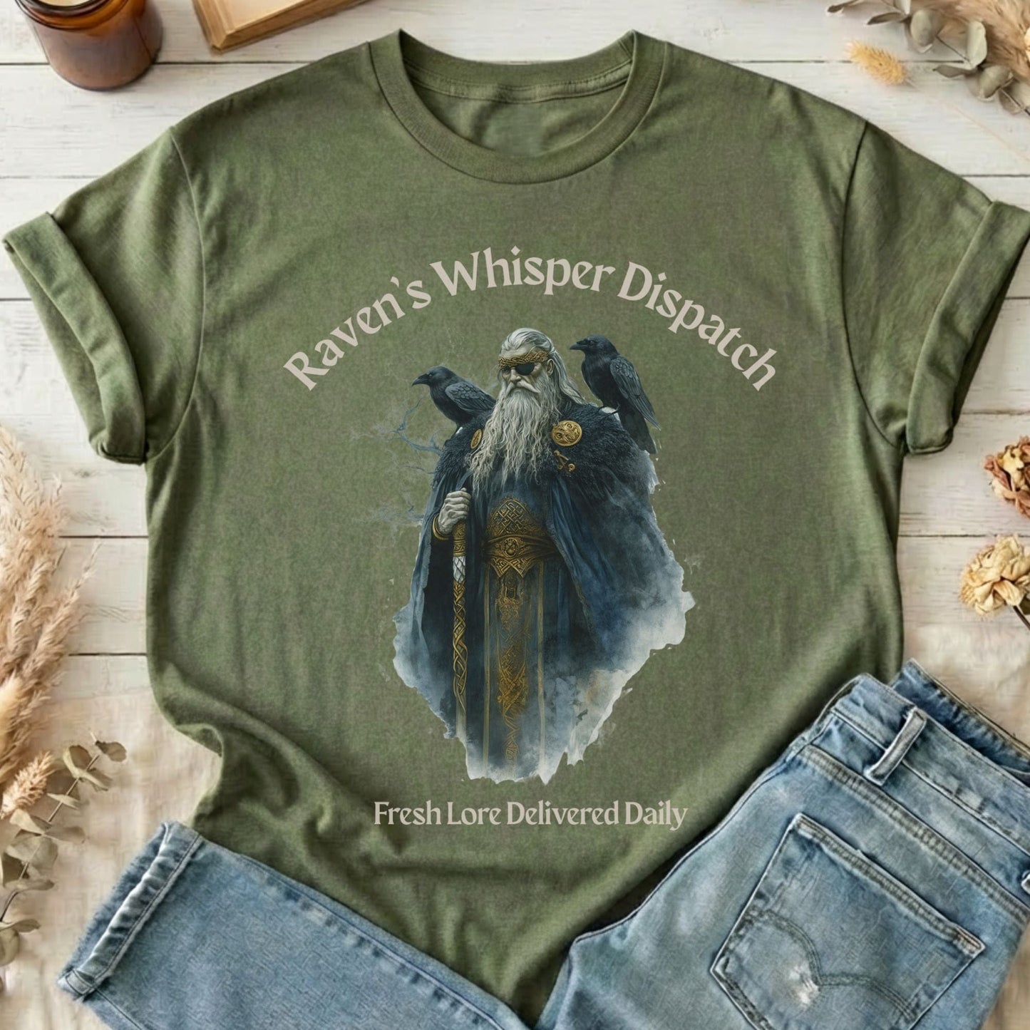 T-Shirt Military Green / S Raven's Whisper Dispatch Norse God T-Shirt The Mystic Eden