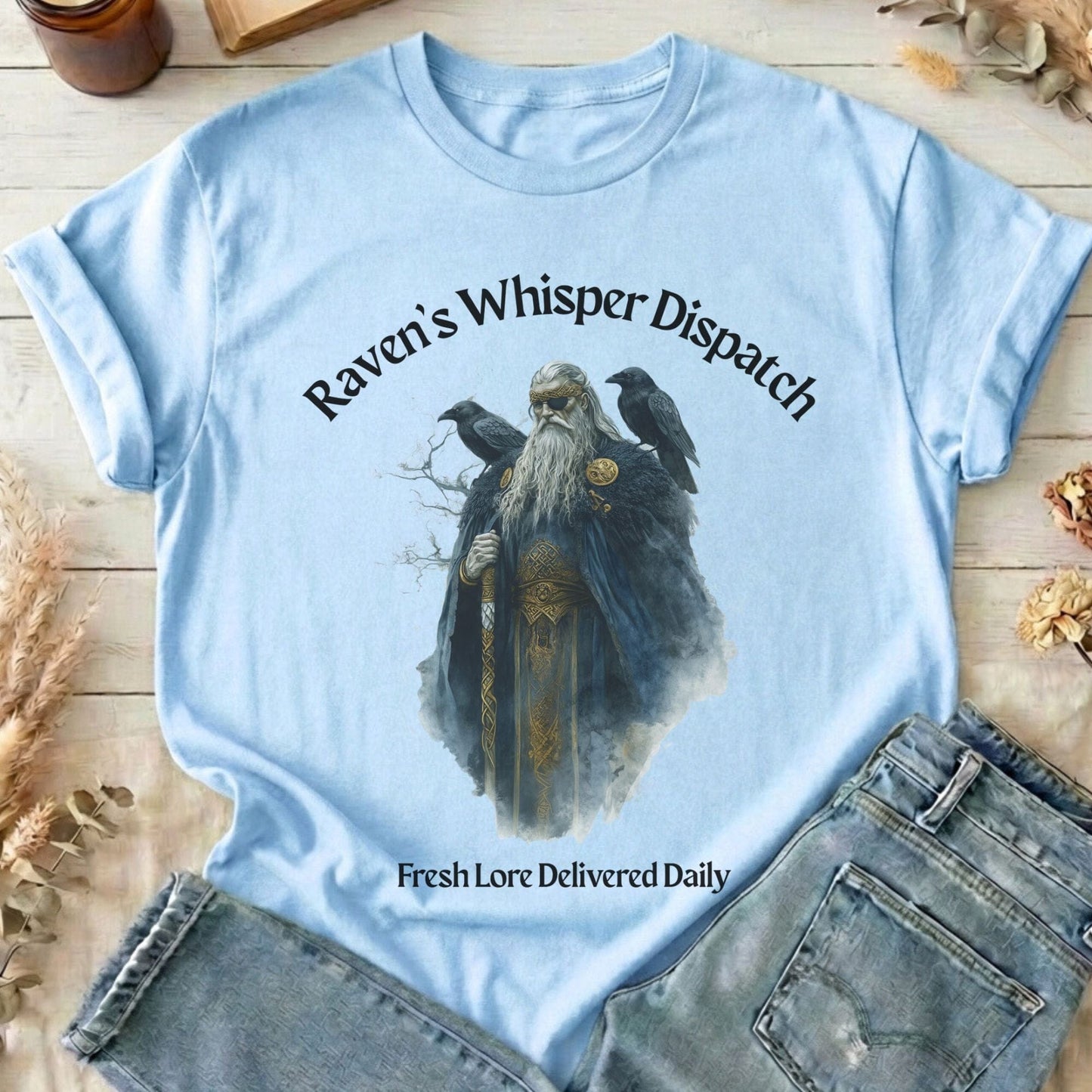 T-Shirt Light Blue / S Raven's Whisper Dispatch Norse God T-Shirt The Mystic Eden