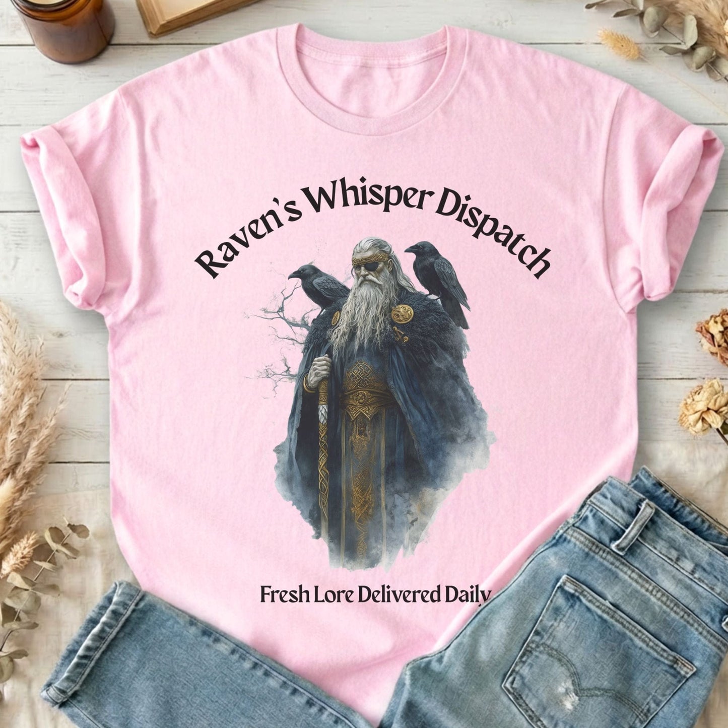 T-Shirt Light Pink / S Raven's Whisper Dispatch Norse God T-Shirt The Mystic Eden