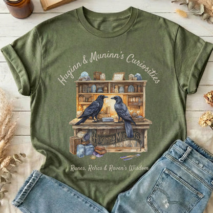 T-Shirt Military Green / S Huginn and Muninn's Curiosities Norse Mythology T-Shirt The Mystic Eden