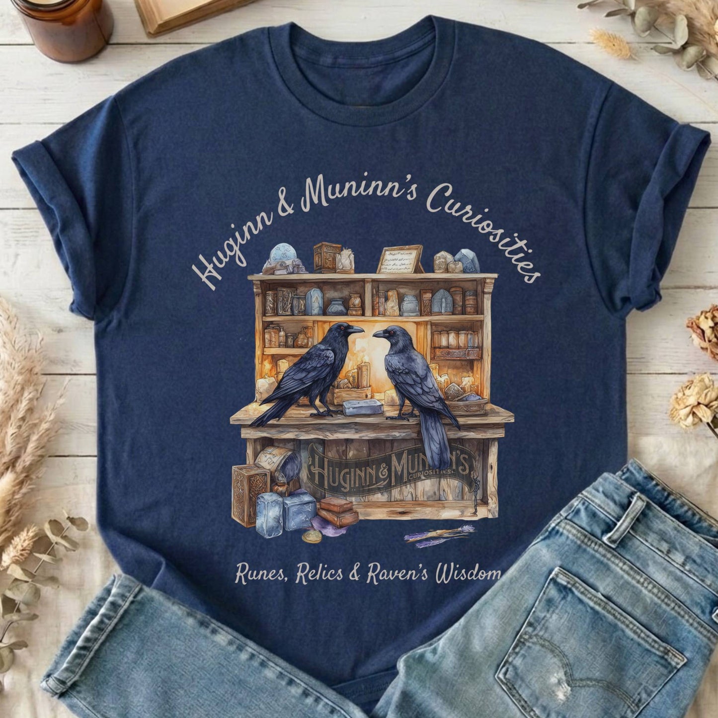 T-Shirt Navy / S Huginn and Muninn's Curiosities Norse Mythology T-Shirt The Mystic Eden