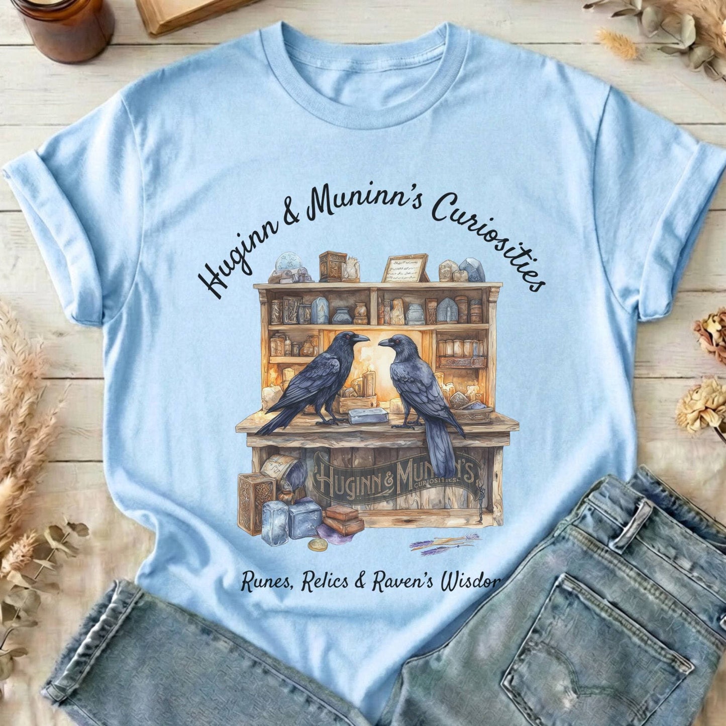 T-Shirt Light Blue / S Huginn and Muninn's Curiosities Norse Mythology T-Shirt The Mystic Eden