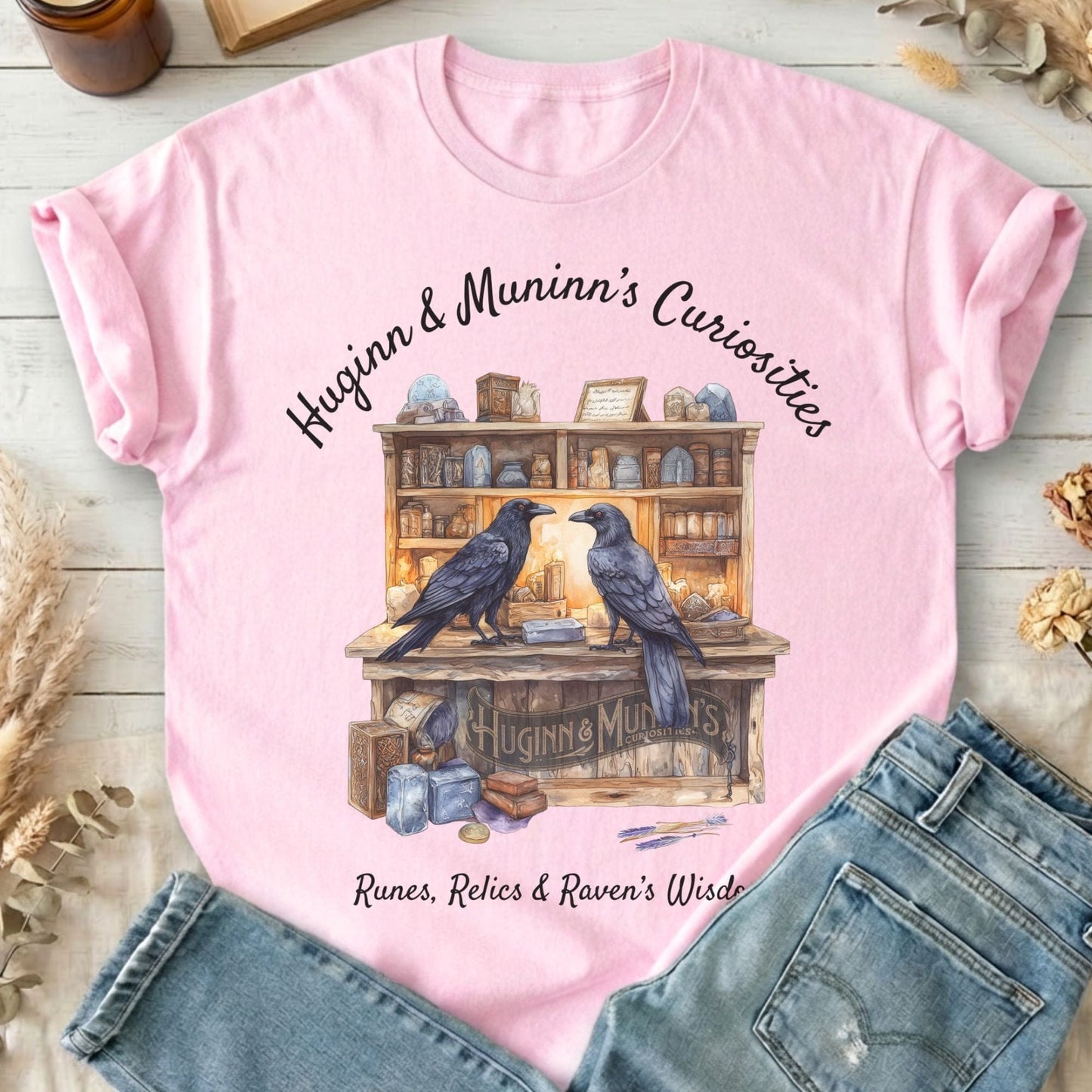 T-Shirt Light Pink / S Huginn and Muninn's Curiosities Norse Mythology T-Shirt The Mystic Eden