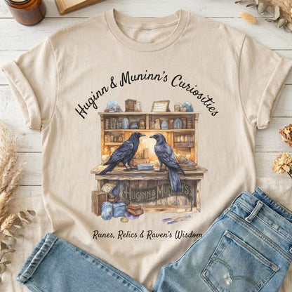 T-Shirt Sand / S Huginn and Muninn's Curiosities Norse Mythology T-Shirt The Mystic Eden