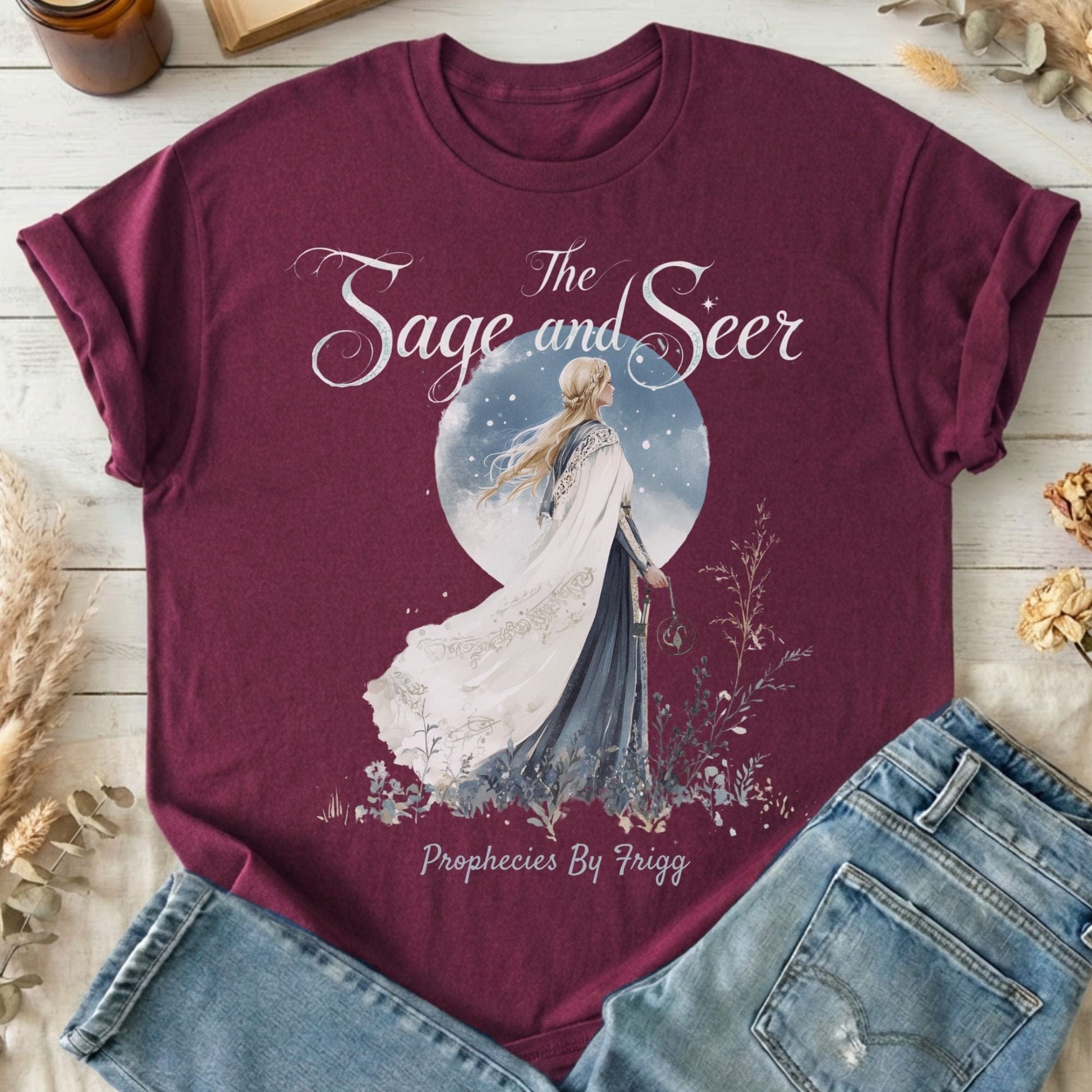 T-Shirt Maroon / S The Sage and Seer Prophecies by Frigg Goddess T-Shirt The Mystic Eden