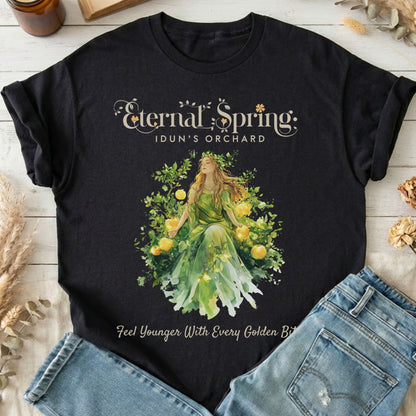 T-Shirt Black / S Eternal Spring Idun's Orchard Norse Goddess T-Shirt The Mystic Eden