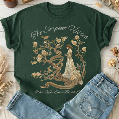T-Shirt Forest Green / S The Serpent Hisses Where the Sweet Birds Sing T-Shirt The Mystic Eden