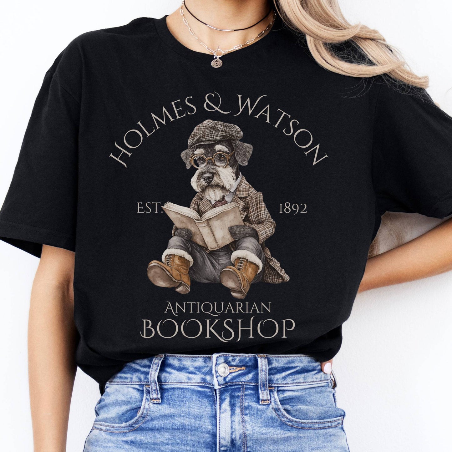 T-Shirt Holmes & Watson Antiquarian Bookshop Sherlock Dog T-Shirt The Mystic Eden