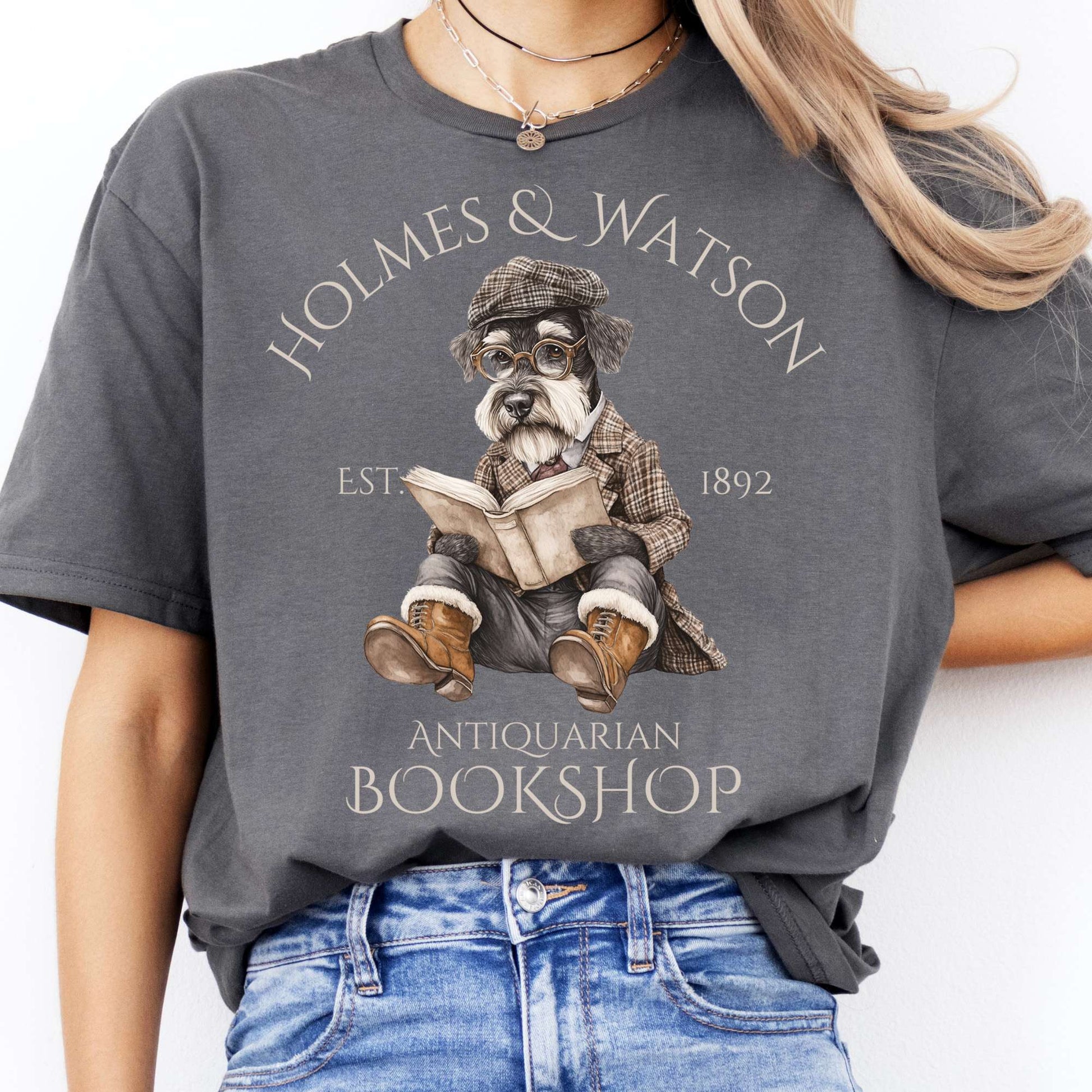 T-Shirt Holmes & Watson Antiquarian Bookshop Sherlock Dog T-Shirt The Mystic Eden