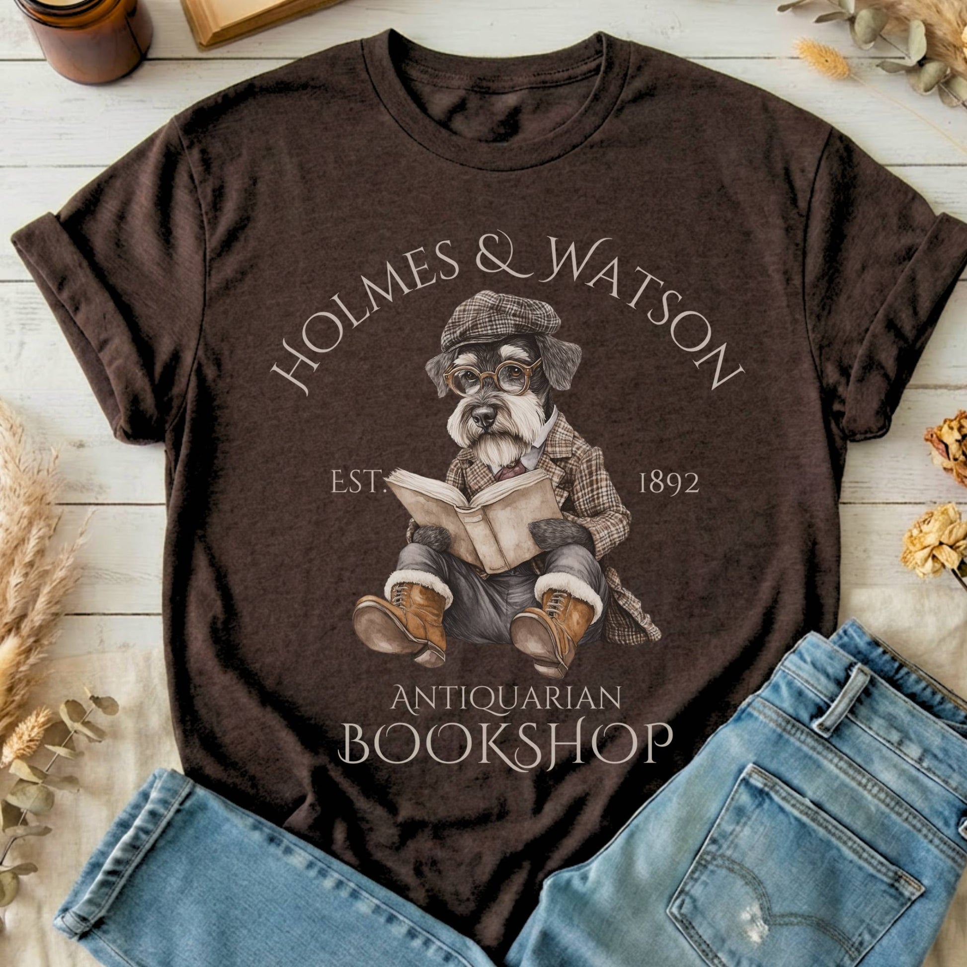 T-Shirt Dark Chocolate / S Holmes & Watson Antiquarian Bookshop Sherlock Dog T-Shirt The Mystic Eden