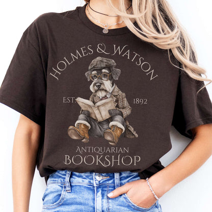 T-Shirt Holmes & Watson Antiquarian Bookshop Sherlock Dog T-Shirt The Mystic Eden