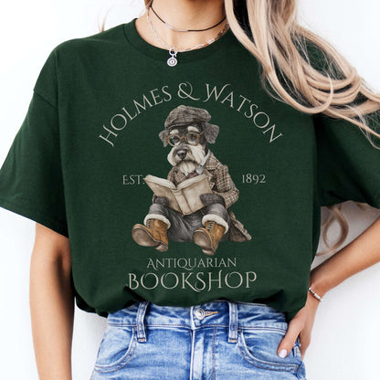 T-Shirt Holmes & Watson Antiquarian Bookshop Sherlock Dog T-Shirt The Mystic Eden