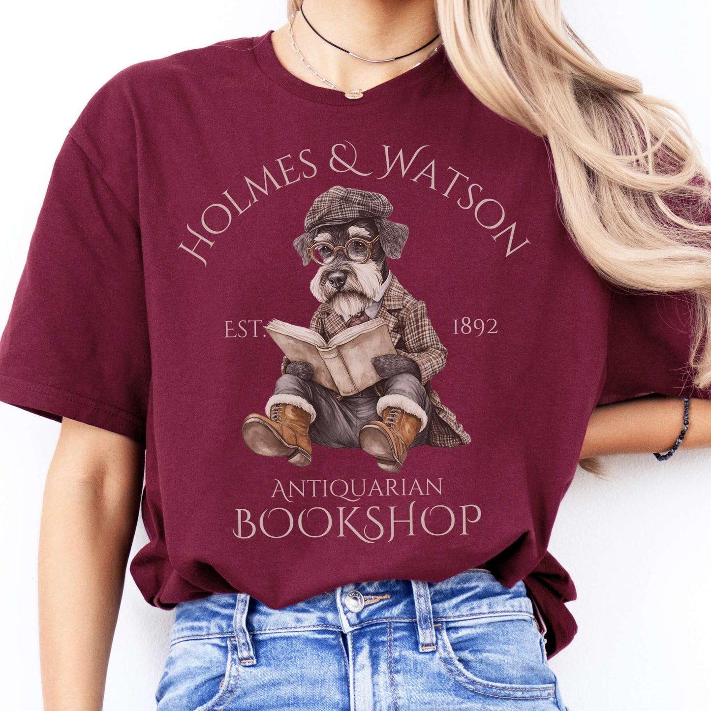 T-Shirt Holmes & Watson Antiquarian Bookshop Sherlock Dog T-Shirt The Mystic Eden