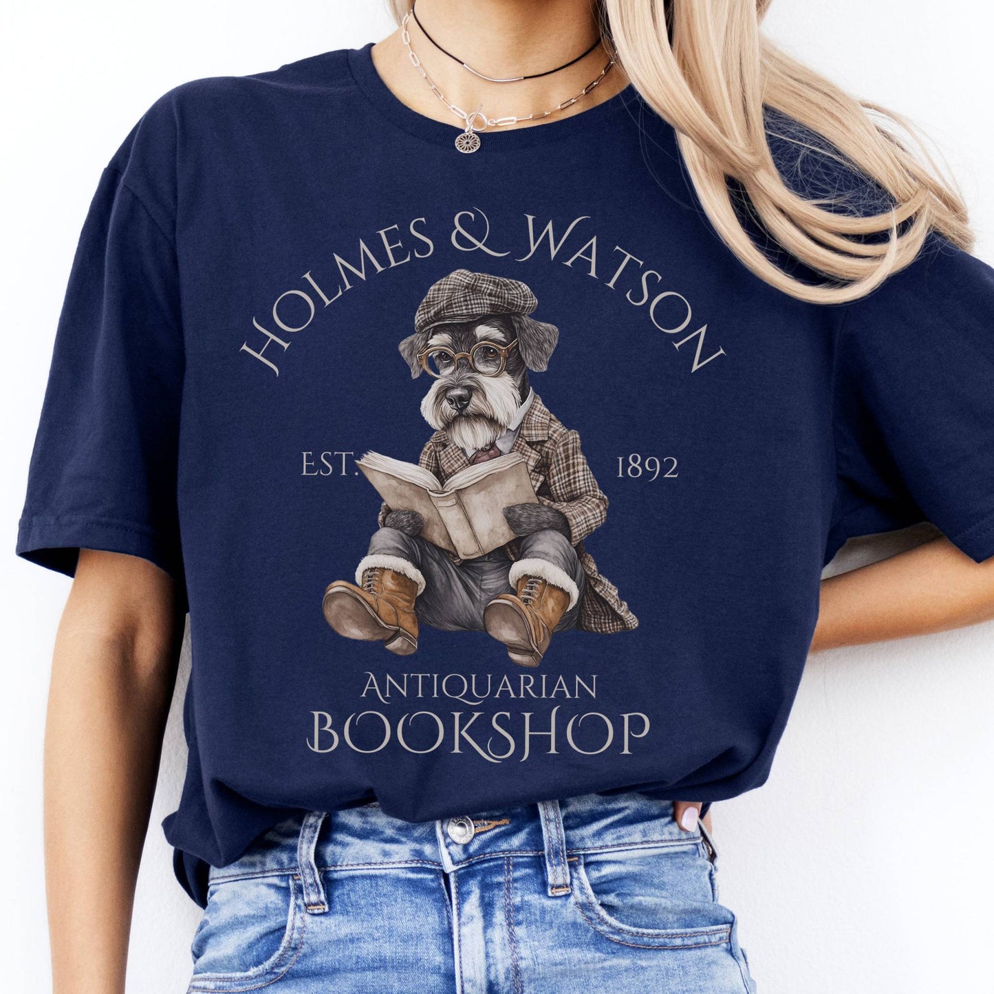 T-Shirt Holmes & Watson Antiquarian Bookshop Sherlock Dog T-Shirt The Mystic Eden