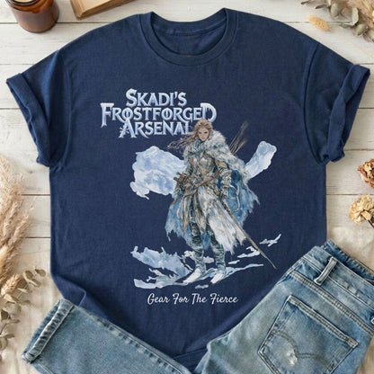 T-Shirt Navy / S Skadi's Frostforged Arsenal Norse Mythology T-Shirt The Mystic Eden