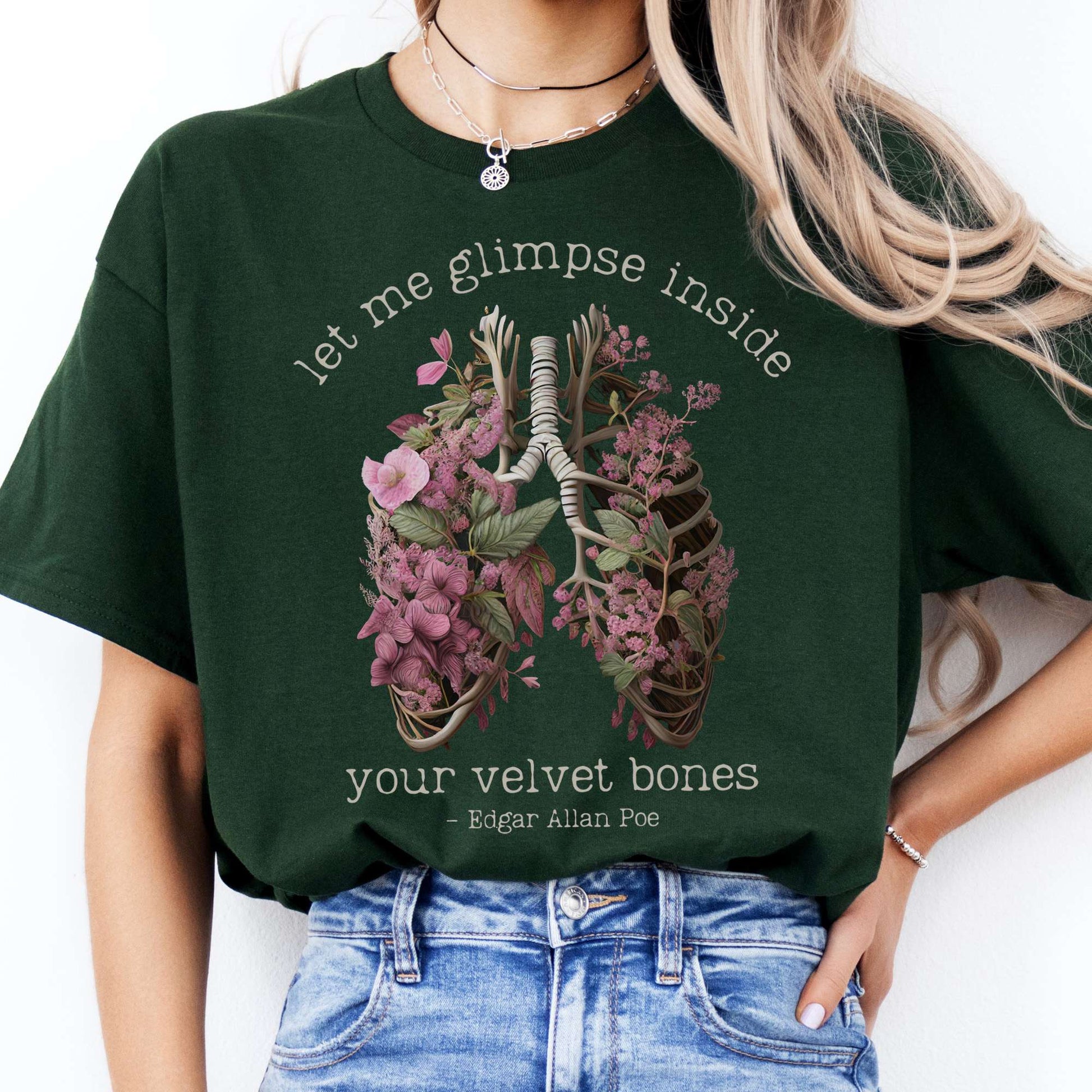 T-Shirts Let Me Glimpse Inside Your Velvet Bones Poe T-Shirt The Mystic Eden