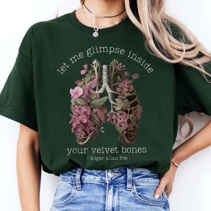 T-Shirts Let Me Glimpse Inside Your Velvet Bones Poe T-Shirt The Mystic Eden