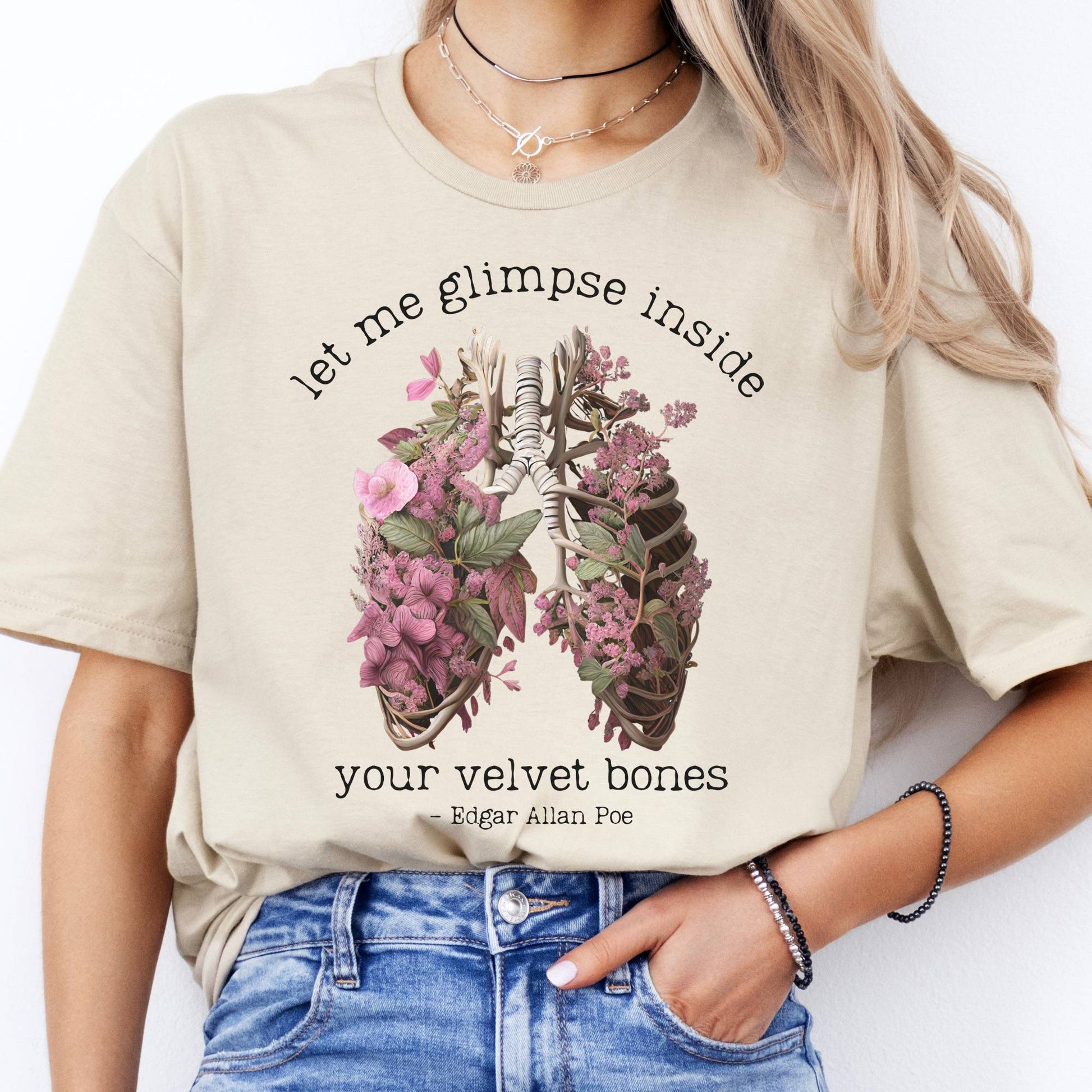 T-Shirts Let Me Glimpse Inside Your Velvet Bones Poe T-Shirt The Mystic Eden