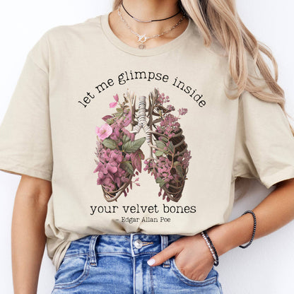 T-Shirts Let Me Glimpse Inside Your Velvet Bones Poe T-Shirt The Mystic Eden