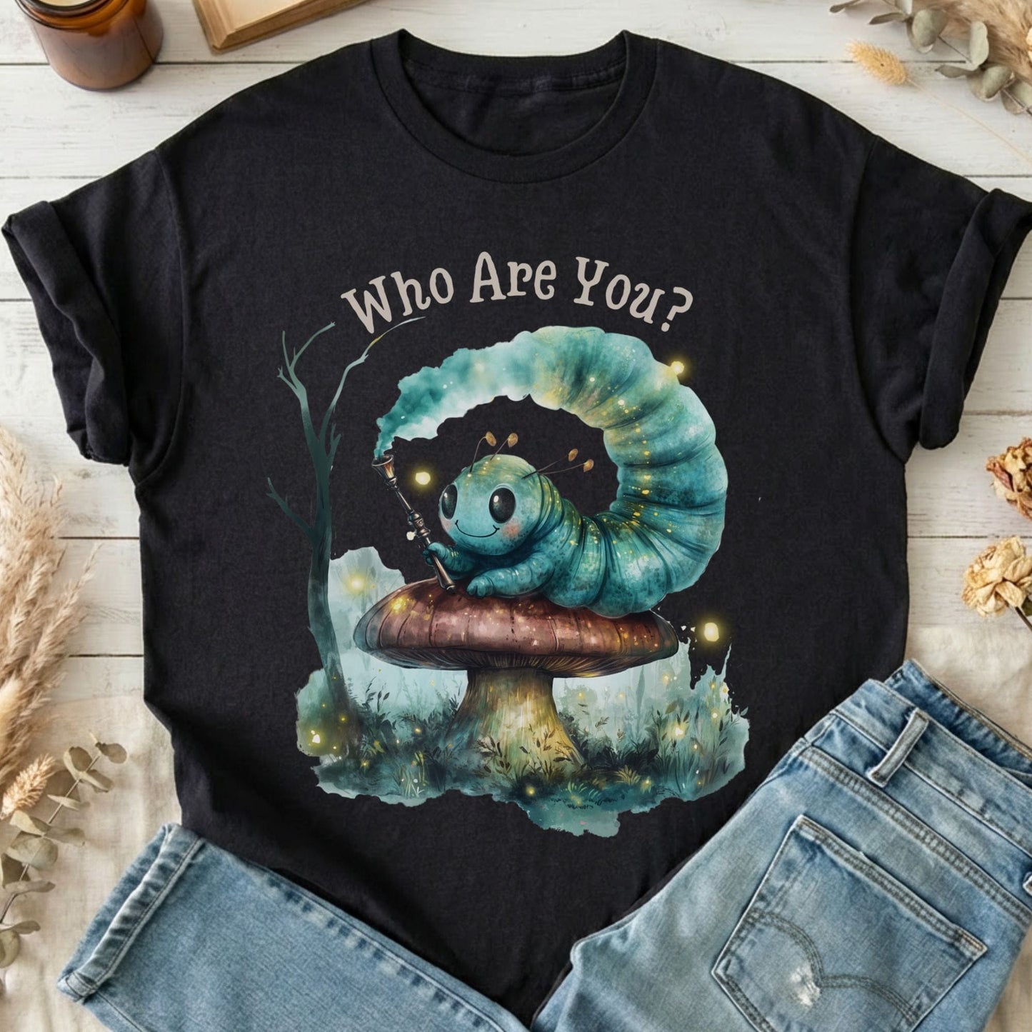 T-Shirt Black / S Who Are You Caterpillar Shirt Alice T-Shirt The Mystic Eden