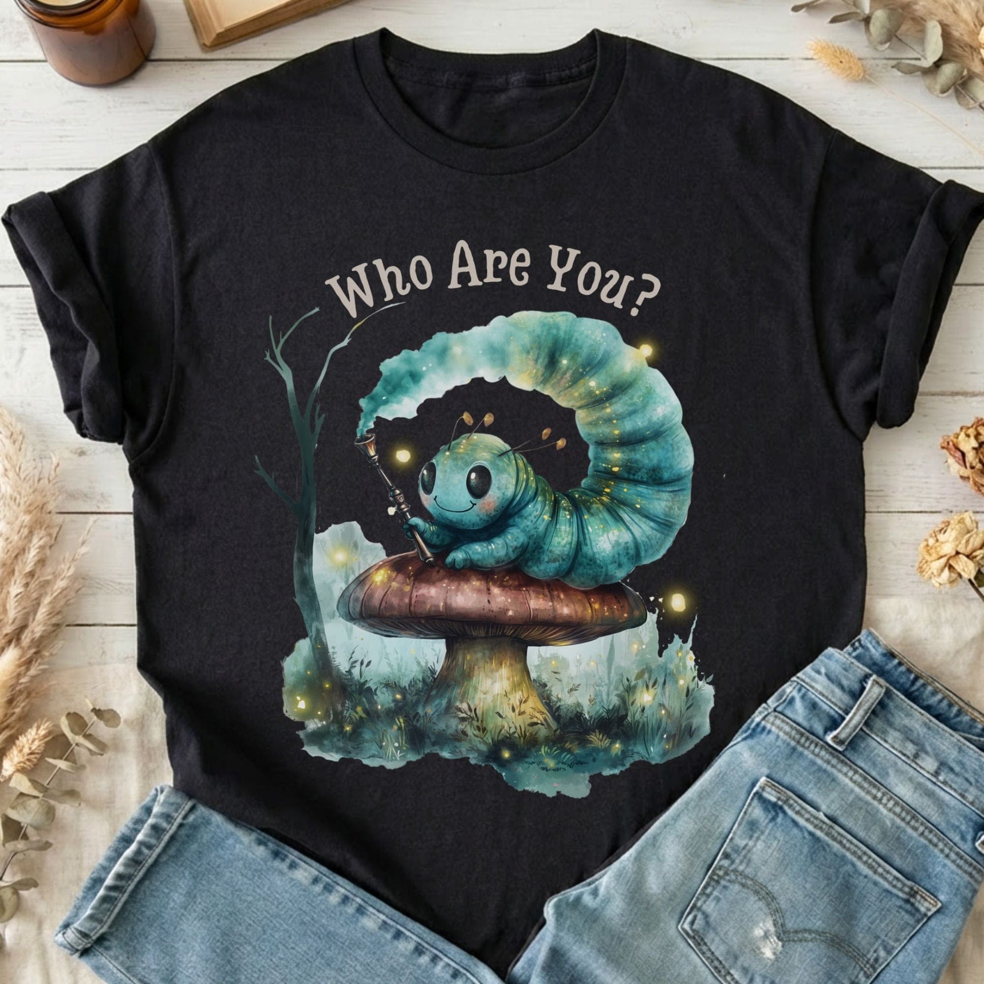 T-Shirt Black / S Who Are You Caterpillar Shirt Alice T-Shirt The Mystic Eden