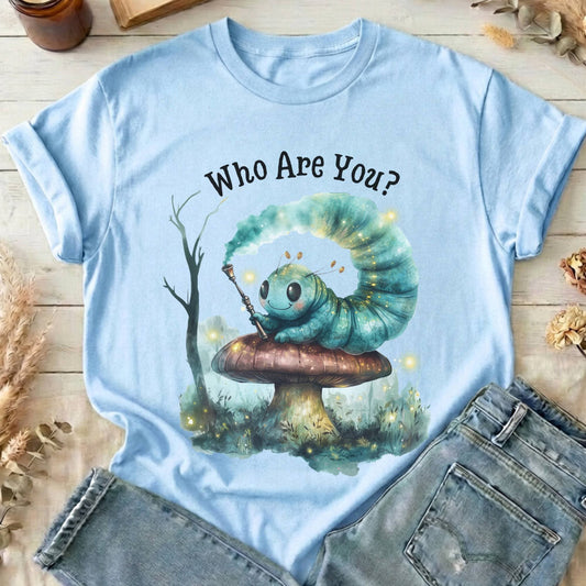 T-Shirt Light Blue / S Who Are You Caterpillar Shirt Alice T-Shirt The Mystic Eden