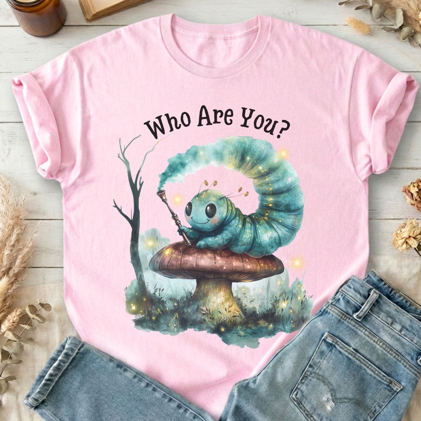 T-Shirt Light Pink / S Who Are You Caterpillar Shirt Alice T-Shirt The Mystic Eden