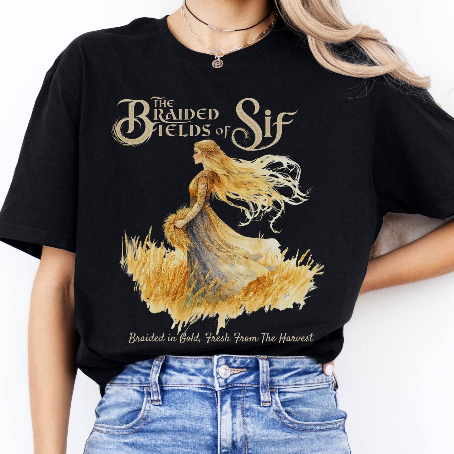 T-Shirt The Braided Fields of Sif Norse Goddess T-Shirt The Mystic Eden