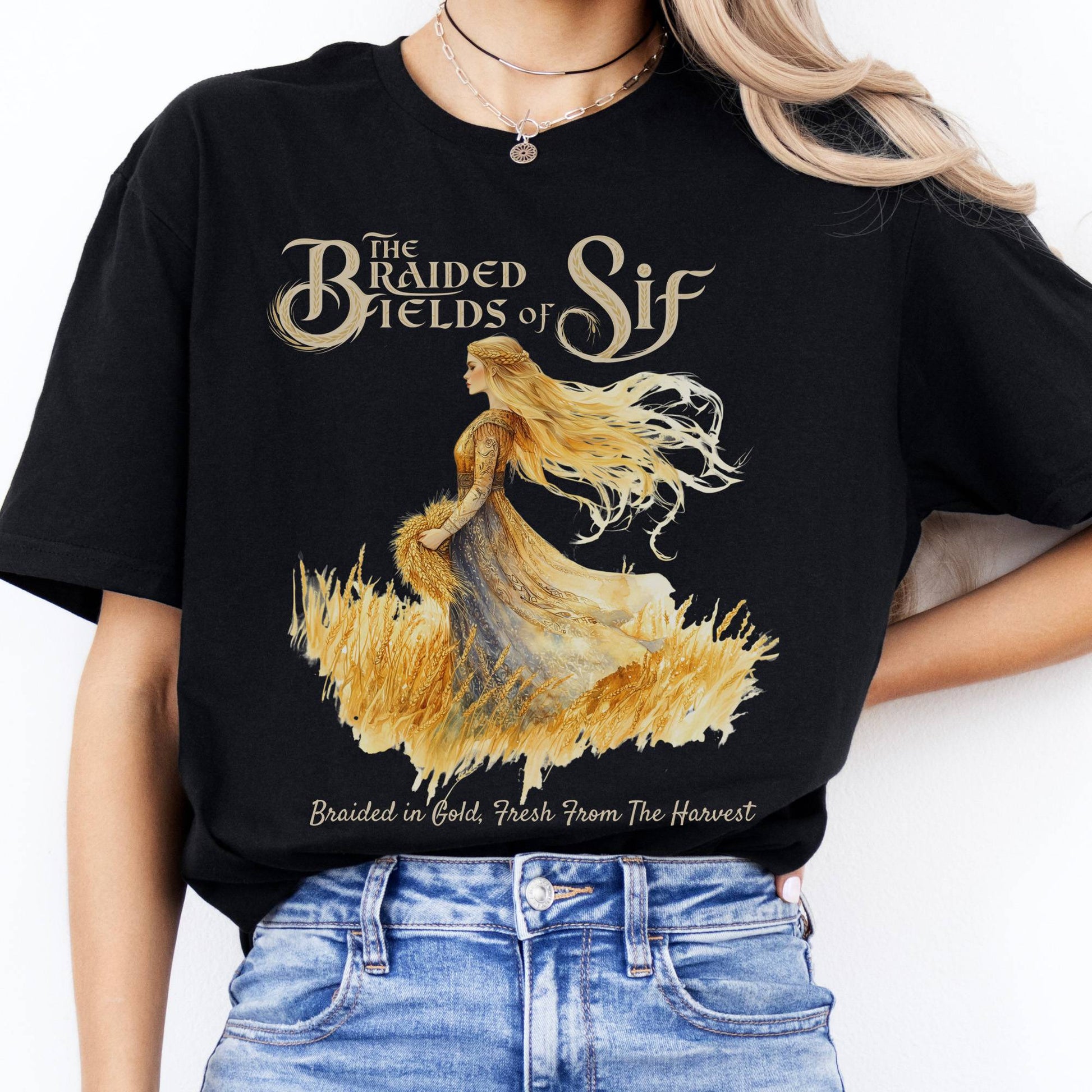 T-Shirt The Braided Fields of Sif Norse Goddess T-Shirt The Mystic Eden