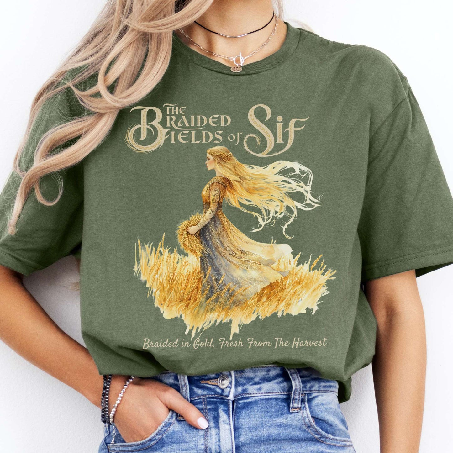 T-Shirt The Braided Fields of Sif Norse Goddess T-Shirt The Mystic Eden