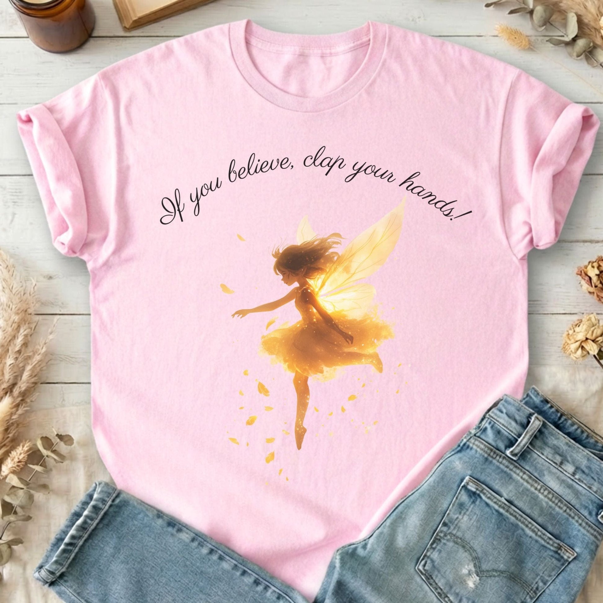 T-Shirts Light Pink / S If You Believe Clap Your Hands Peter Pan T-Shirt The Mystic Eden
