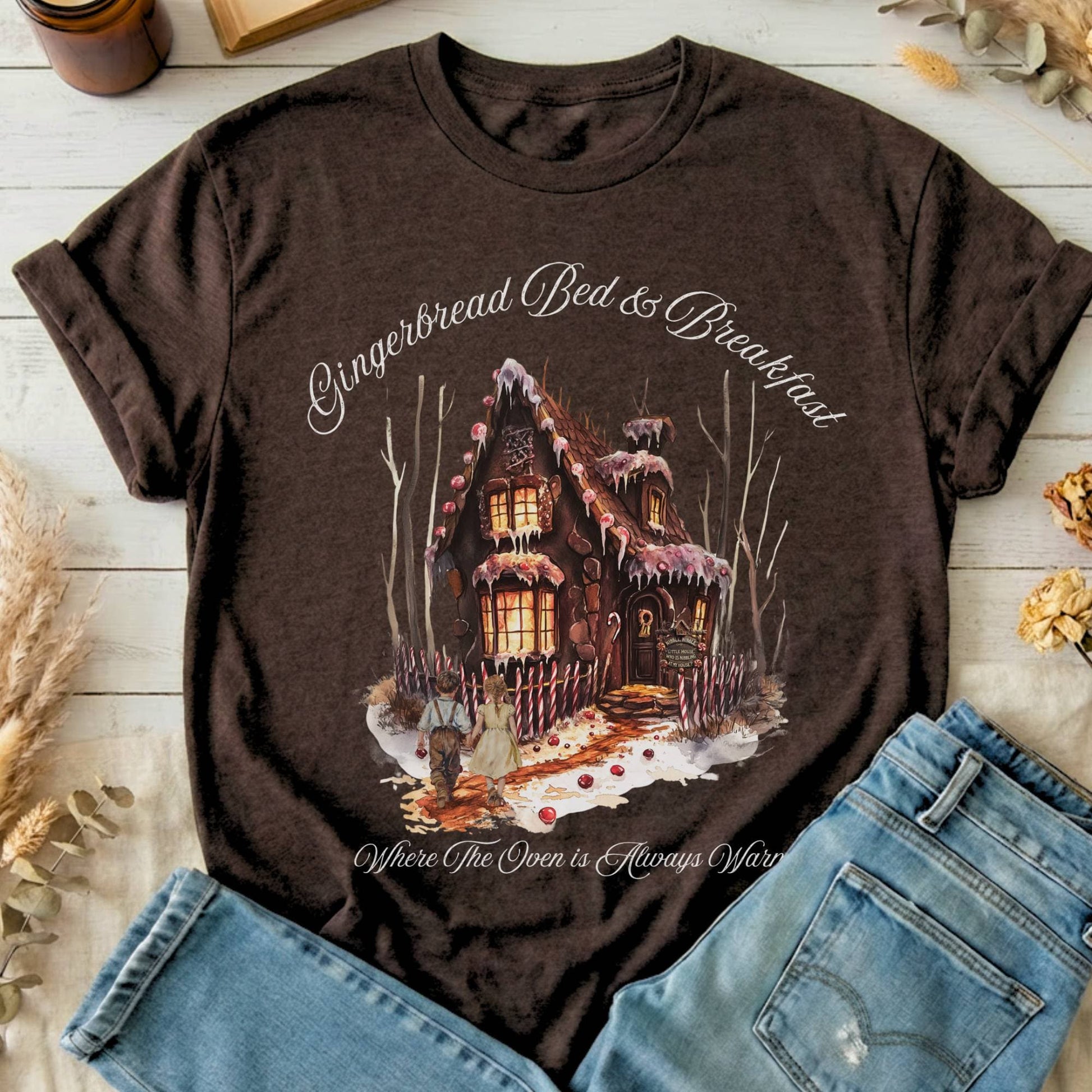 T-Shirts Dark Chocolate / S Gingerbread Bed & Breakfast Fairytale Halloween T-Shirt The Mystic Eden