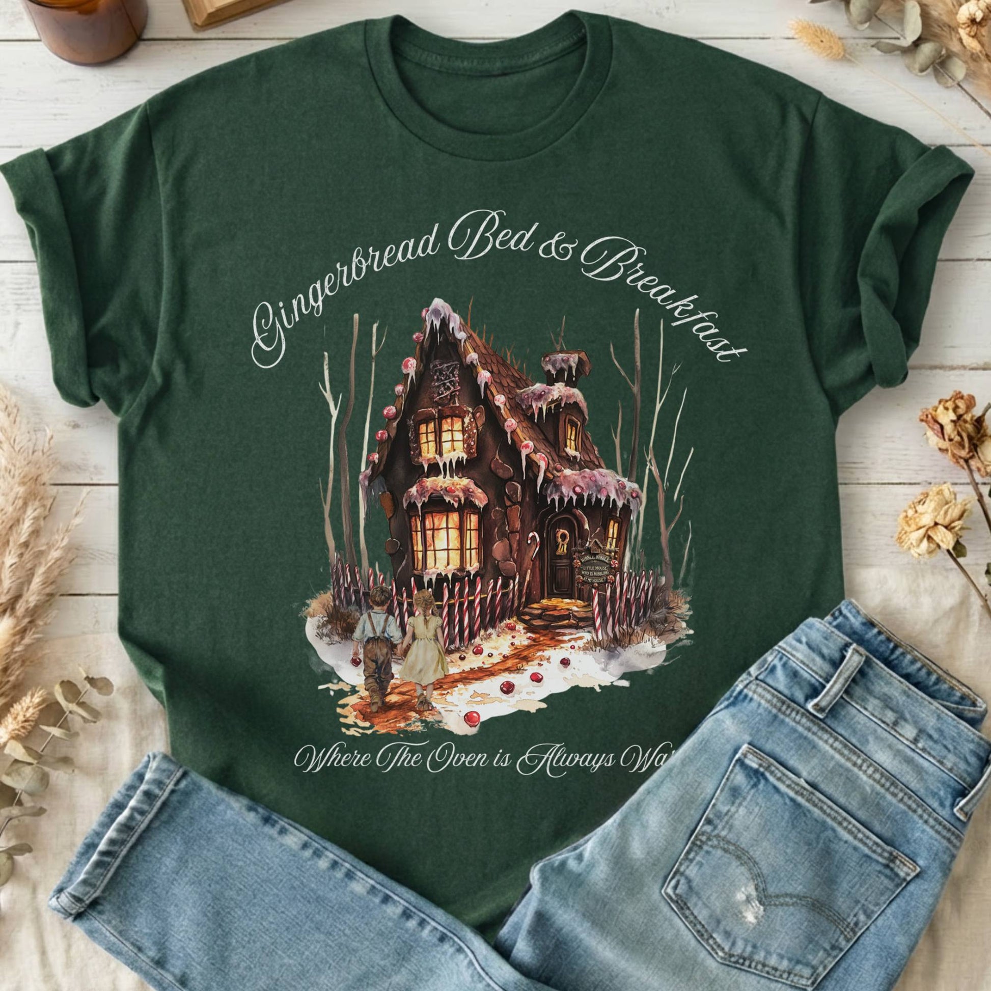 T-Shirts Forest Green / S Gingerbread Bed & Breakfast Fairytale Halloween T-Shirt The Mystic Eden