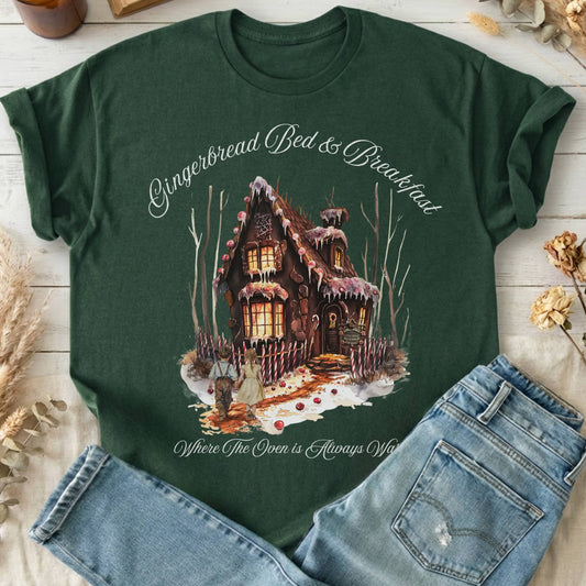 T-Shirts Forest Green / S Gingerbread Bed & Breakfast Fairytale Halloween T-Shirt The Mystic Eden