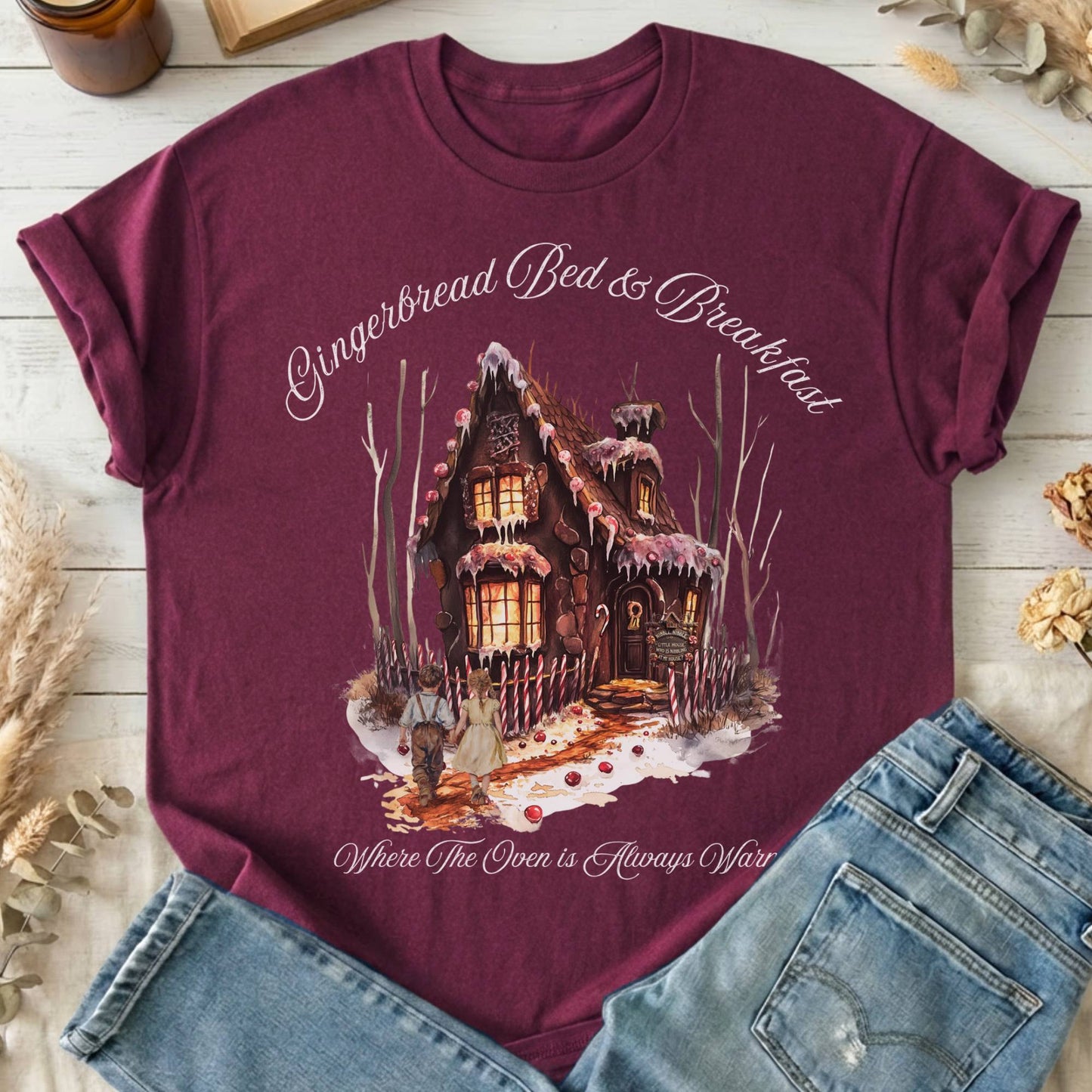 T-Shirts Maroon / S Gingerbread Bed & Breakfast Fairytale Halloween T-Shirt The Mystic Eden