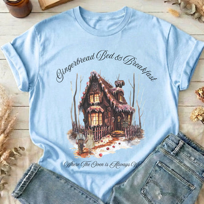 T-Shirts Light Blue / S Gingerbread Bed & Breakfast Fairytale Halloween T-Shirt The Mystic Eden