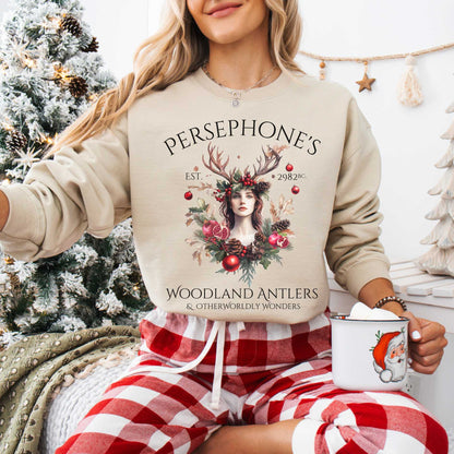 Persephone's Woodland Antlers Christmas Sweatshirt