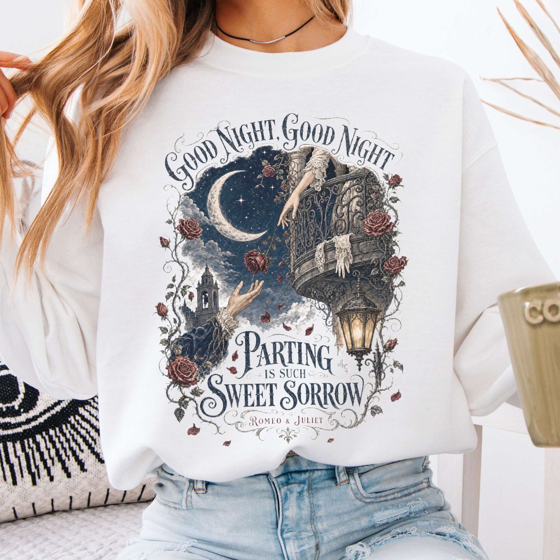 Sweatshirt White / S Parting Is Such Sweet Sorrow Romeo and Juliet Shakespeare Crewneck Sweatshirt The Mystic Eden