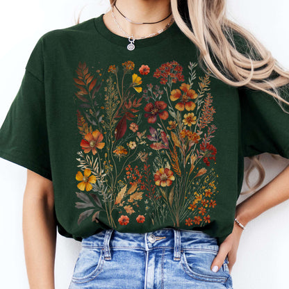 T-Shirt Autumn Cottagecore Wildflowers T-Shirt The Mystic Eden