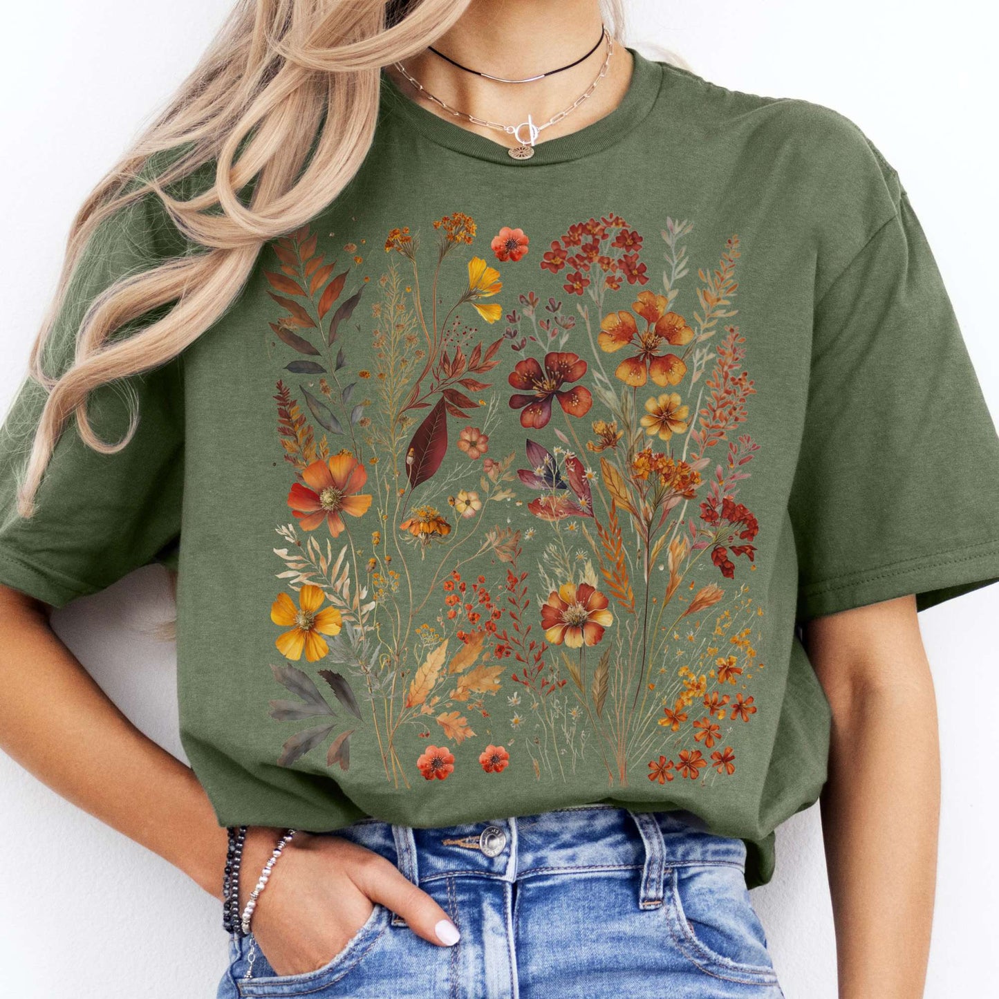 T-Shirt Autumn Cottagecore Wildflowers T-Shirt The Mystic Eden