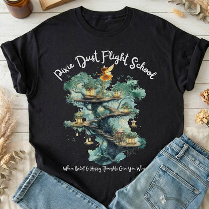 T-Shirts Black / S Pixie Dust Flight School Peter Pan T-Shirt The Mystic Eden