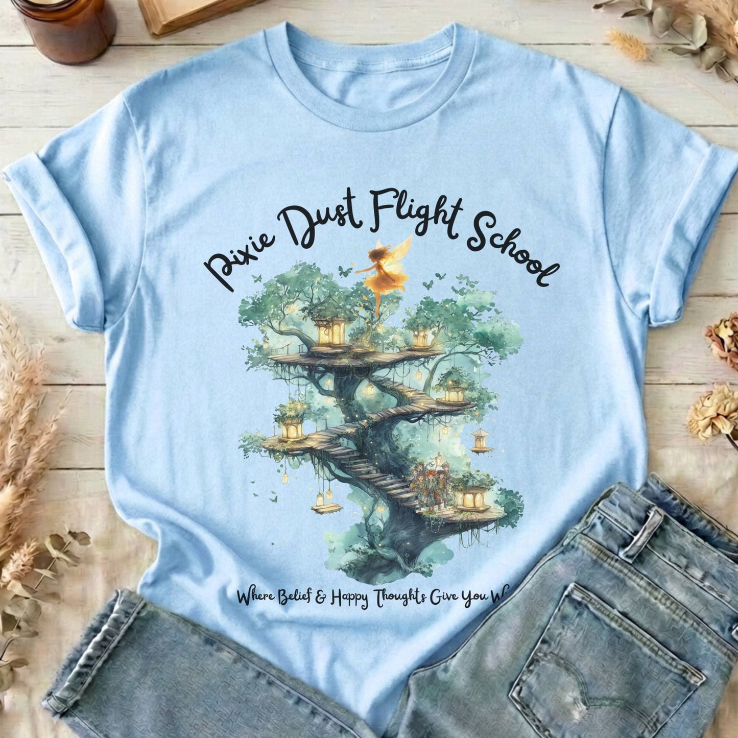 T-Shirts Light Blue / S Pixie Dust Flight School Peter Pan T-Shirt The Mystic Eden