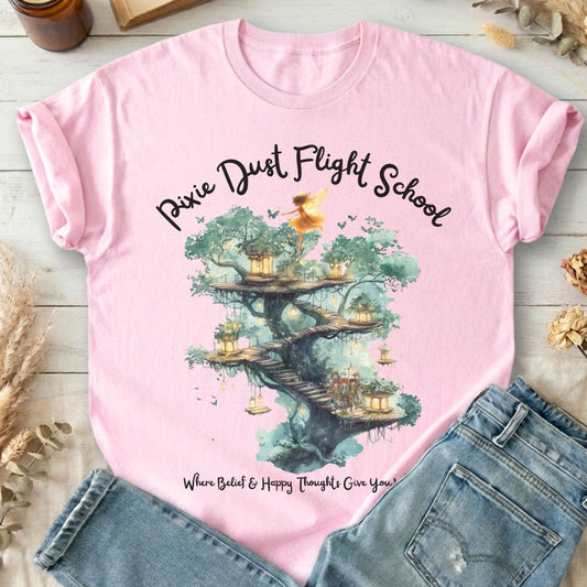 T-Shirts Light Pink / S Pixie Dust Flight School Peter Pan T-Shirt The Mystic Eden