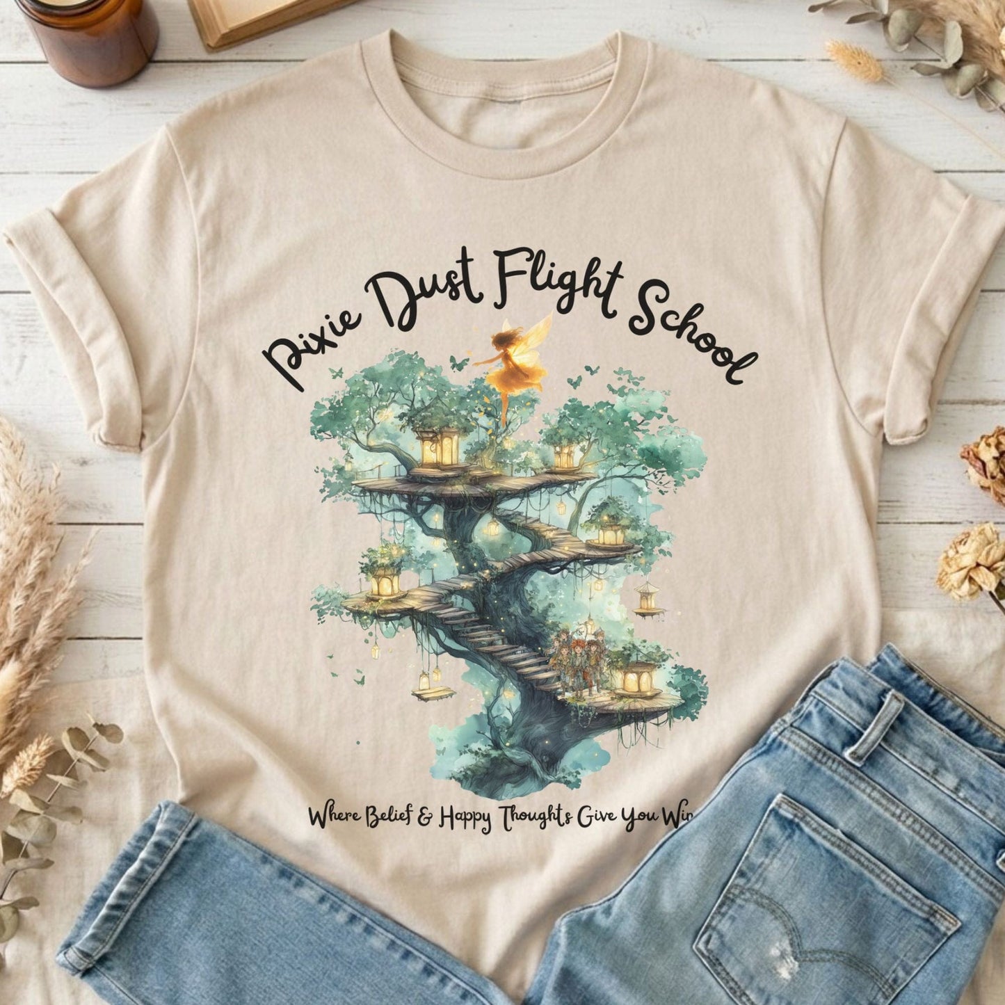 T-Shirts Sand / S Pixie Dust Flight School Peter Pan T-Shirt The Mystic Eden