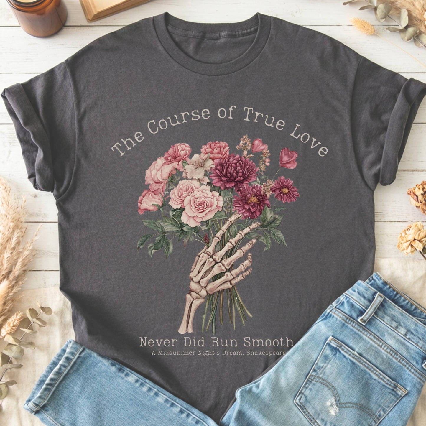 T-Shirts Charcoal / S The Course of True Love Never Did Run Smooth Shakespeare T-Shirt The Mystic Eden