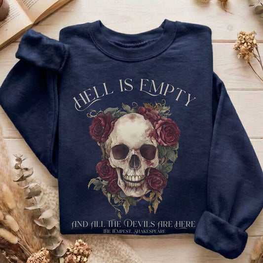 Sweatshirt Navy / S Hell Is Empty And All The Devils Are Here Shakespeare Sweatshirt The Mystic Eden