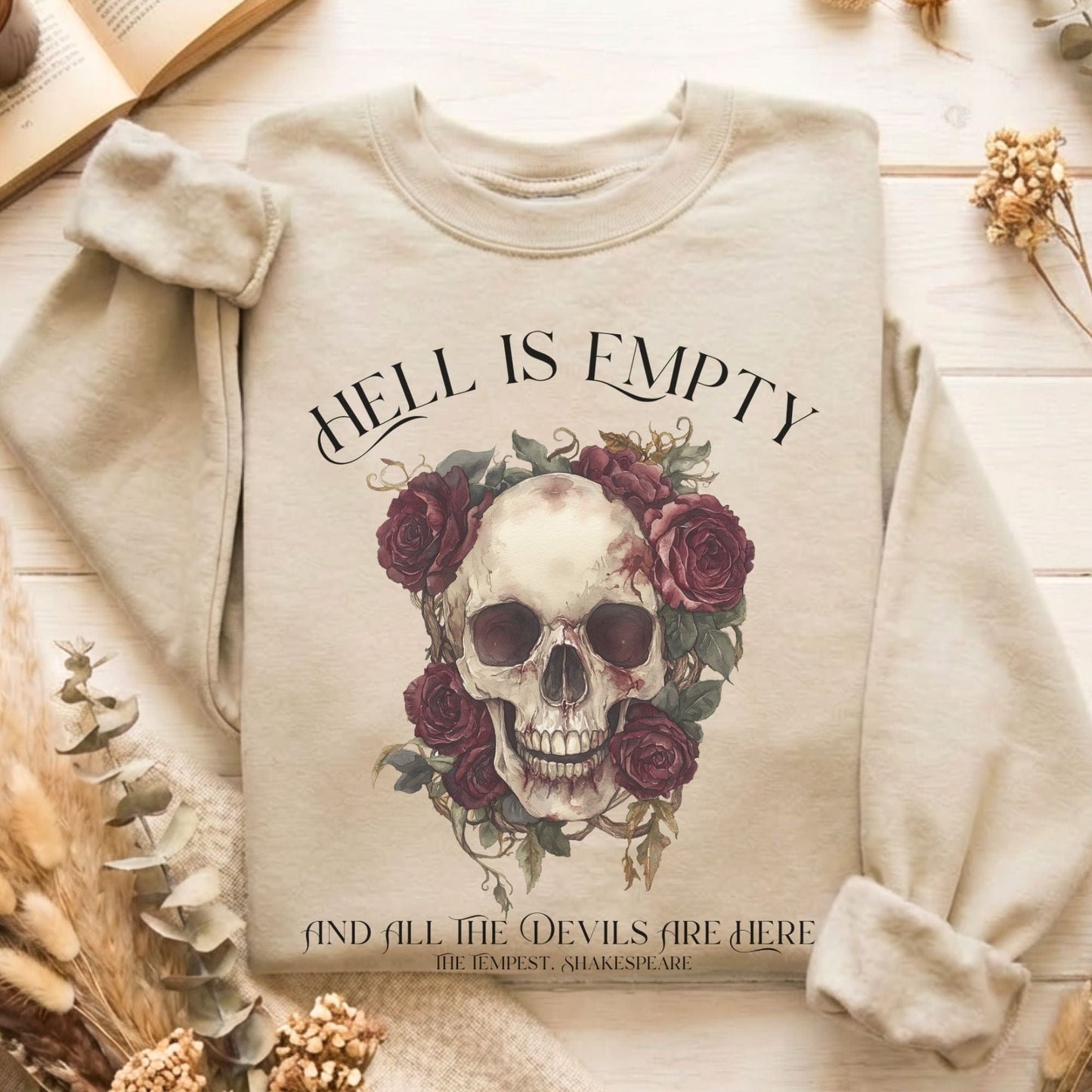 Sweatshirt Sand / S Hell Is Empty And All The Devils Are Here Shakespeare Sweatshirt The Mystic Eden