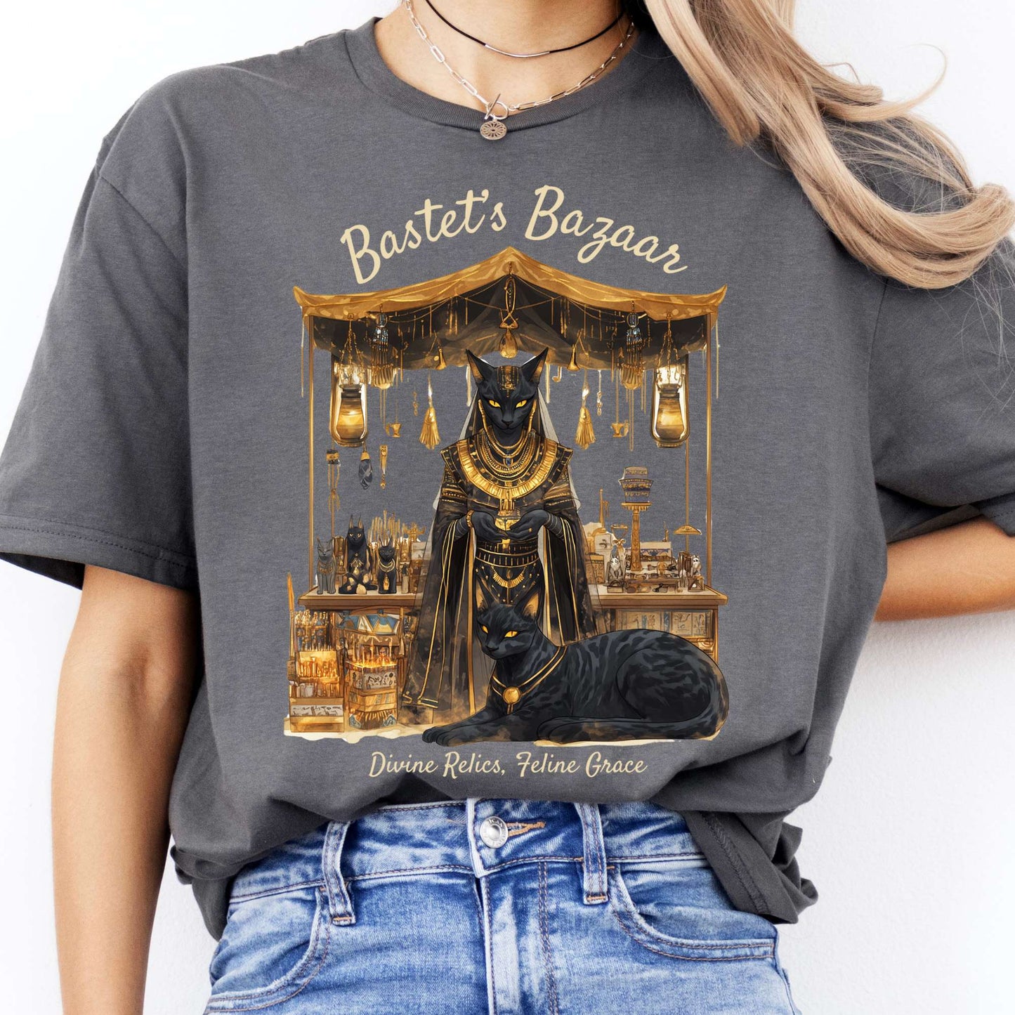 T-Shirt Bastet's Bazaar Egyptian Goddess T-Shirt The Mystic Eden