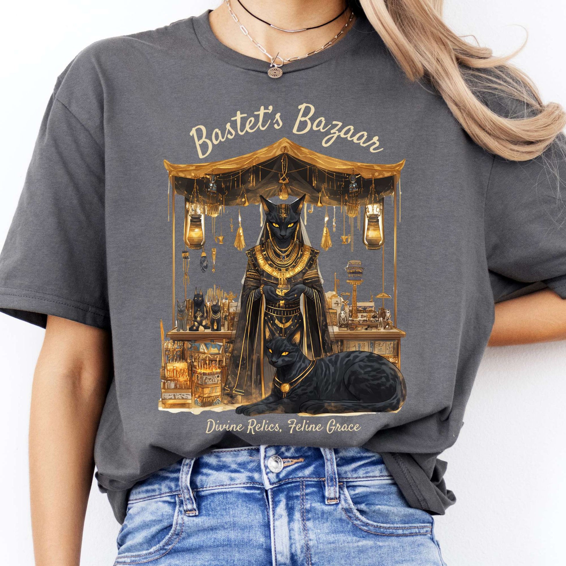 T-Shirt Bastet's Bazaar Egyptian Goddess T-Shirt The Mystic Eden